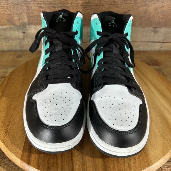 Nike Air Jordan 1 Shoes Mens 12 Green Black White Mid Tropical Twist 554724-132 - Picture 2 of 7